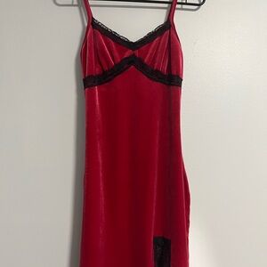 Rebel Sugar Red Velvet Dress with Black Lace